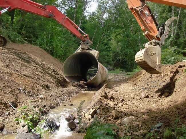 construction to remove a culvert from a small spring