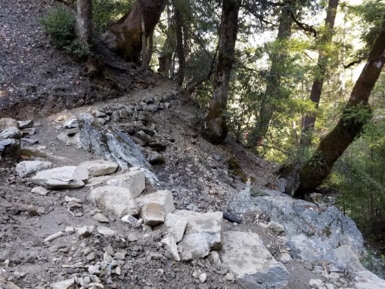 hiking trail through rocky terrain